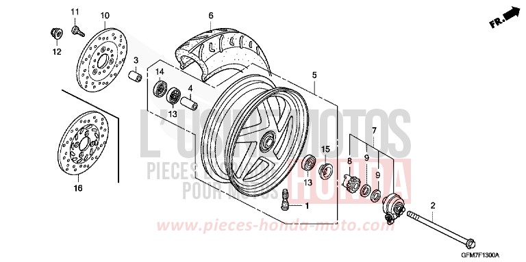 FRONT WHEEL for NHX 110 PEARL SILKY WHITE (NHA67) from 2010